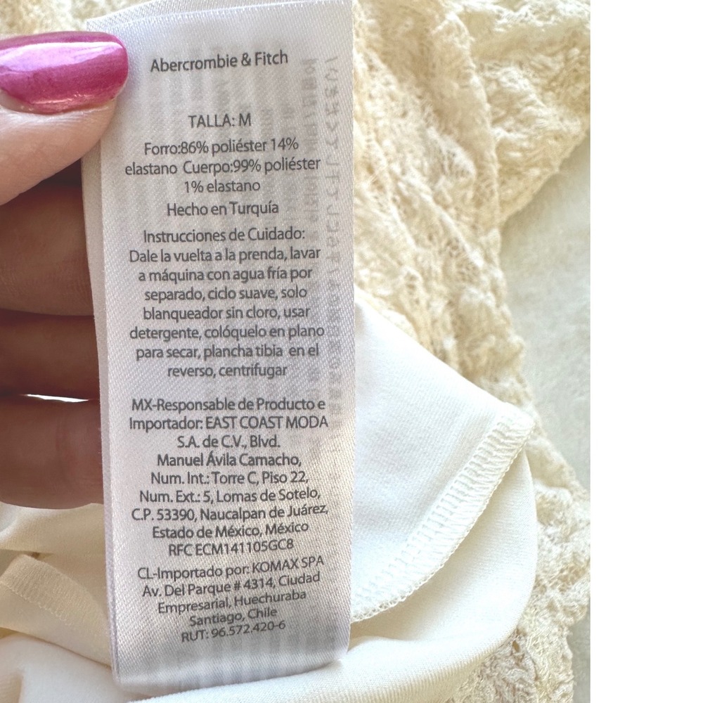 Abercrombie Cream Lace Dress Medium Wedding Guest Flowy Coquette Balletcore NWT - Picture 8 of 9